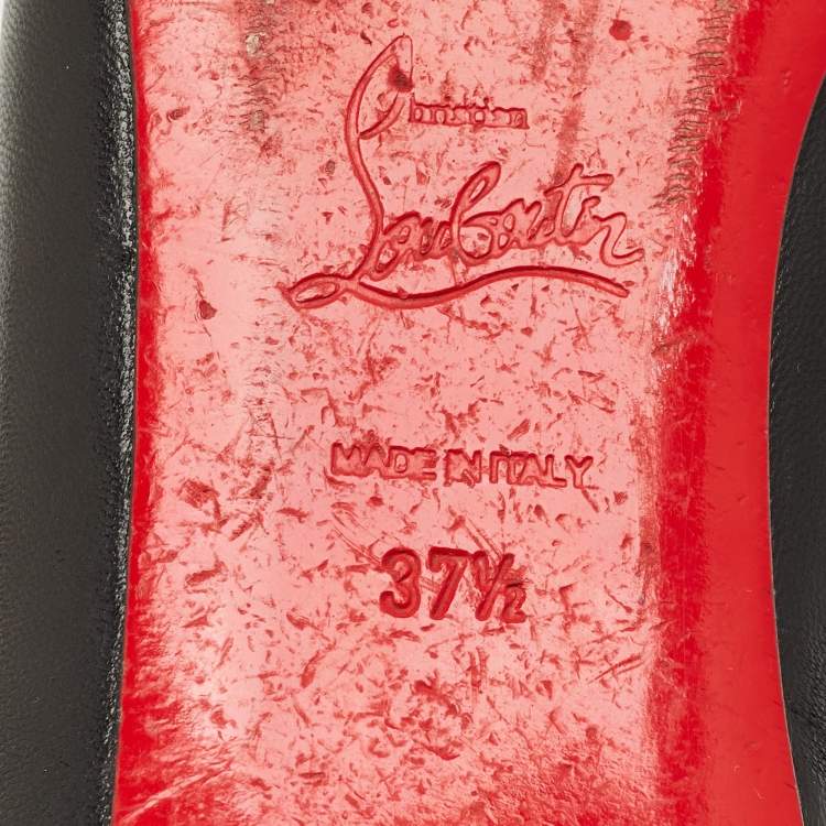 Pre Owned Christian Louboutin Black Leather and Suede Geo Ballet Flats Size 37.5