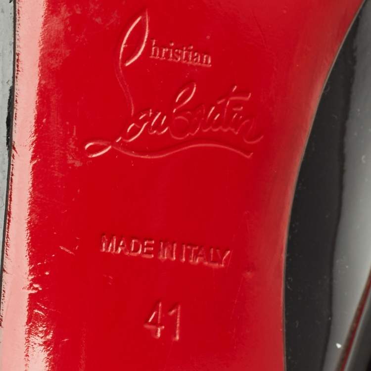 Pre Owned Christian Louboutin Black Patent Leather And Mesh Pyrami Pumps Size 41