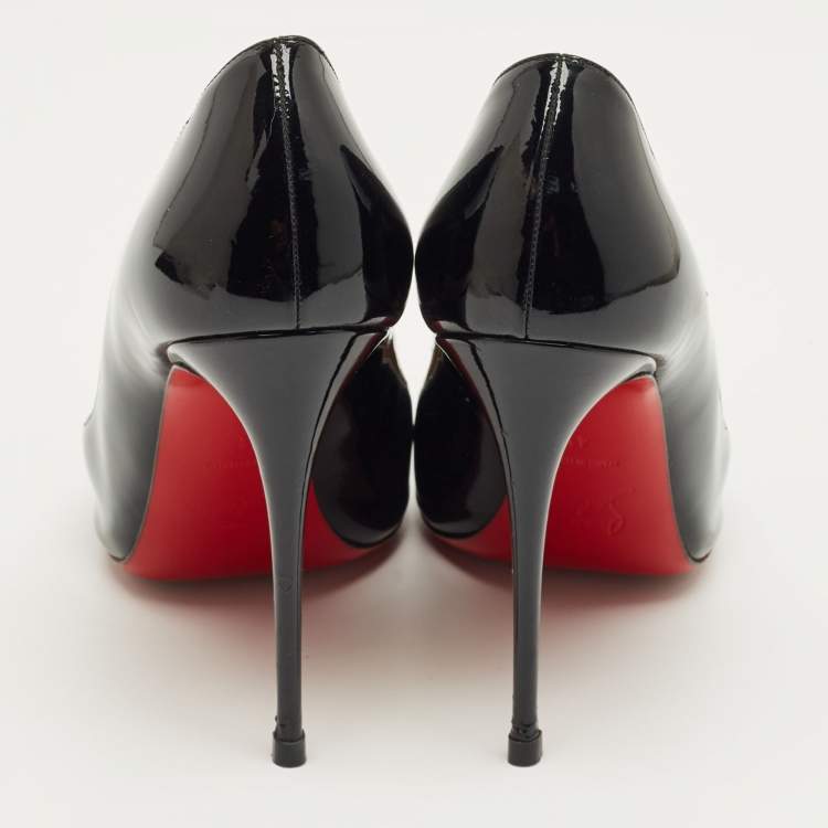 Pre Owned Christian Louboutin Black Patent Leather And Mesh Pyrami Pumps Size 41