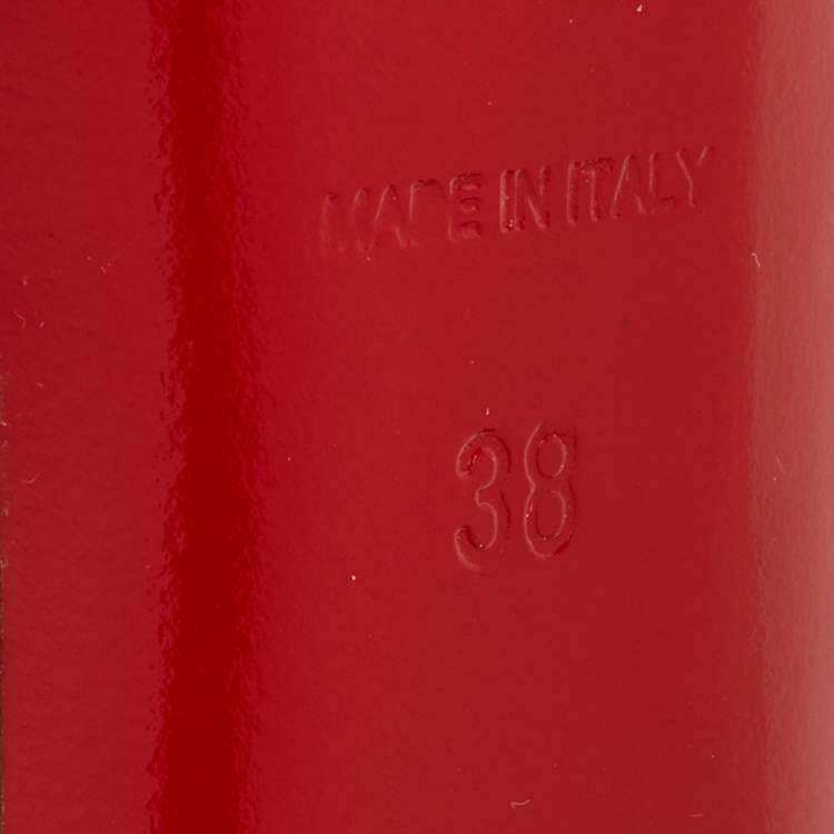 Pre Owned Christian Louboutin Beige Patent Leather Lady Peep Toe Platform Pumps Size 38