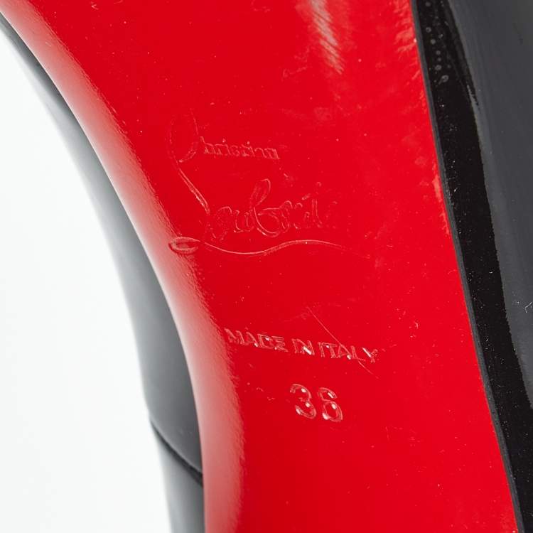 Pre Owned Christian Louboutin Black Patent Leather Very Prive Peep Toe Pumps Size 36