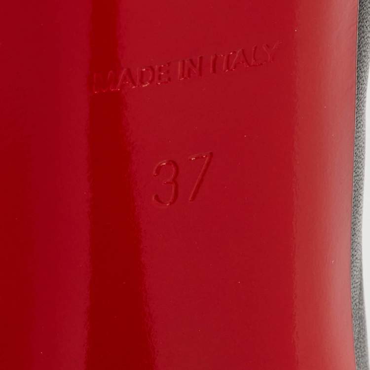 Pre Owned Christian Louboutin Black Leather Lady Daf Ankle Length Platform Boots Size 37