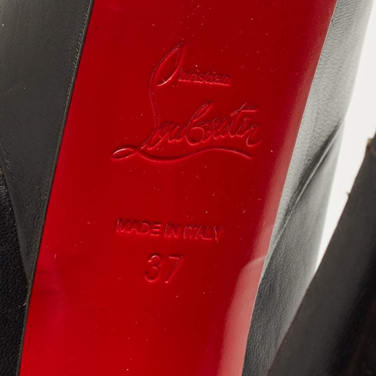 Pre Owned Christian Louboutin Black Leather Electropump Studded Platform Pumps Size 37