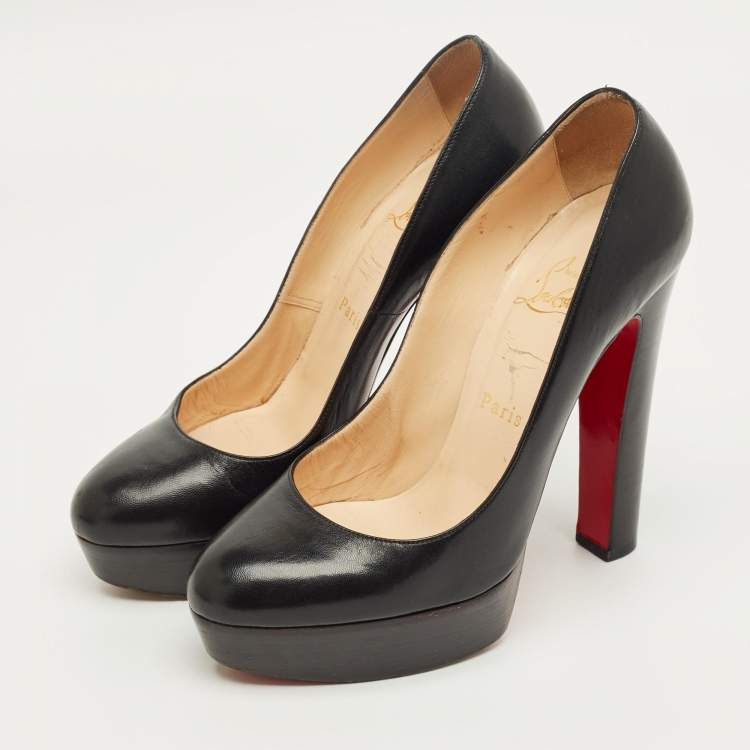 Pre Owned Christian Louboutin Black Leather Grapi Platform Pumps Size 38