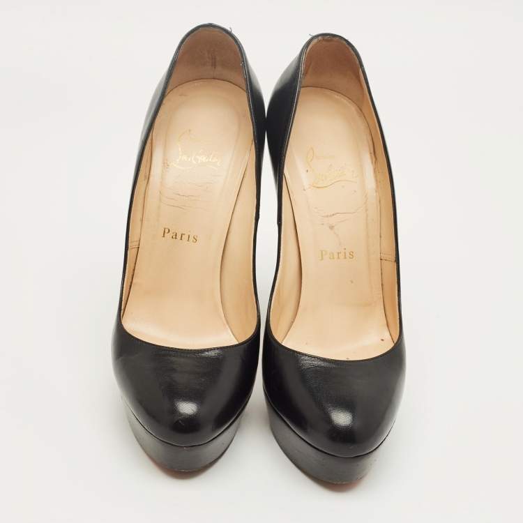 Pre Owned Christian Louboutin Black Leather Grapi Platform Pumps Size 38