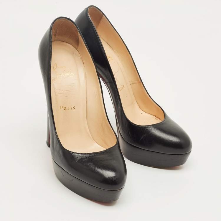 Pre Owned Christian Louboutin Black Leather Grapi Platform Pumps Size 38