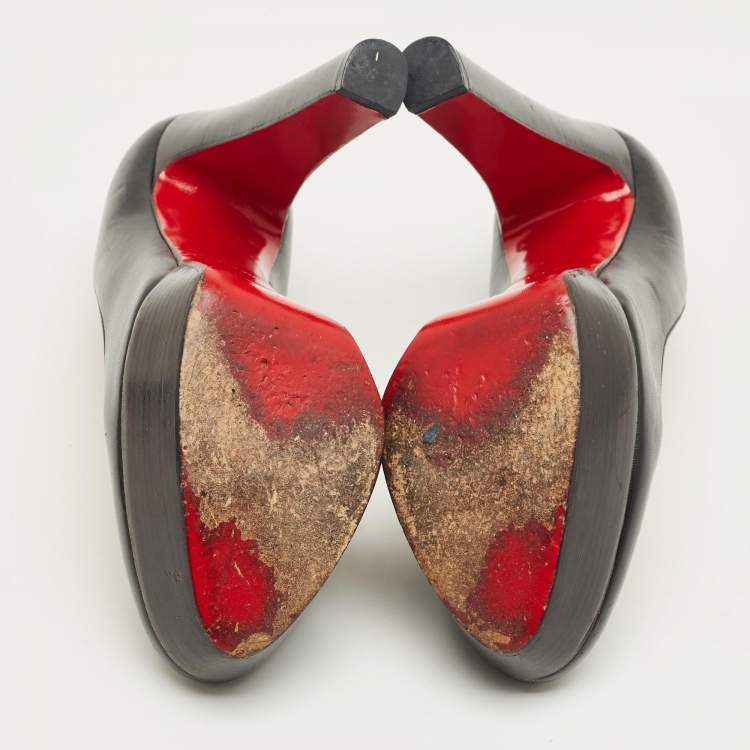 Pre Owned Christian Louboutin Black Leather Grapi Platform Pumps Size 38