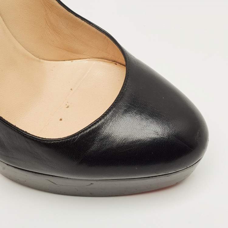 Pre Owned Christian Louboutin Black Leather Grapi Platform Pumps Size 38