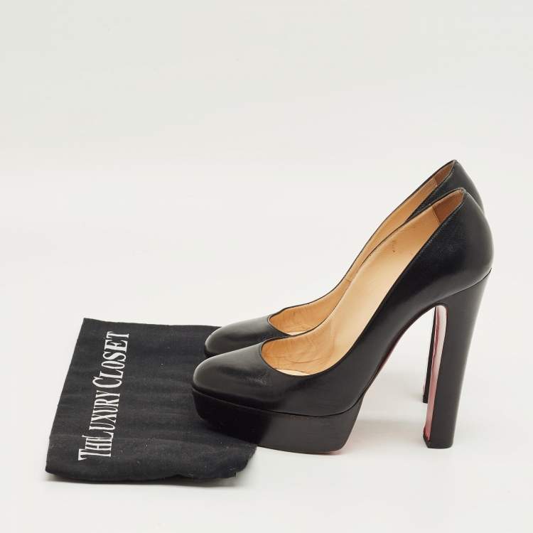 Pre Owned Christian Louboutin Black Leather Grapi Platform Pumps Size 38