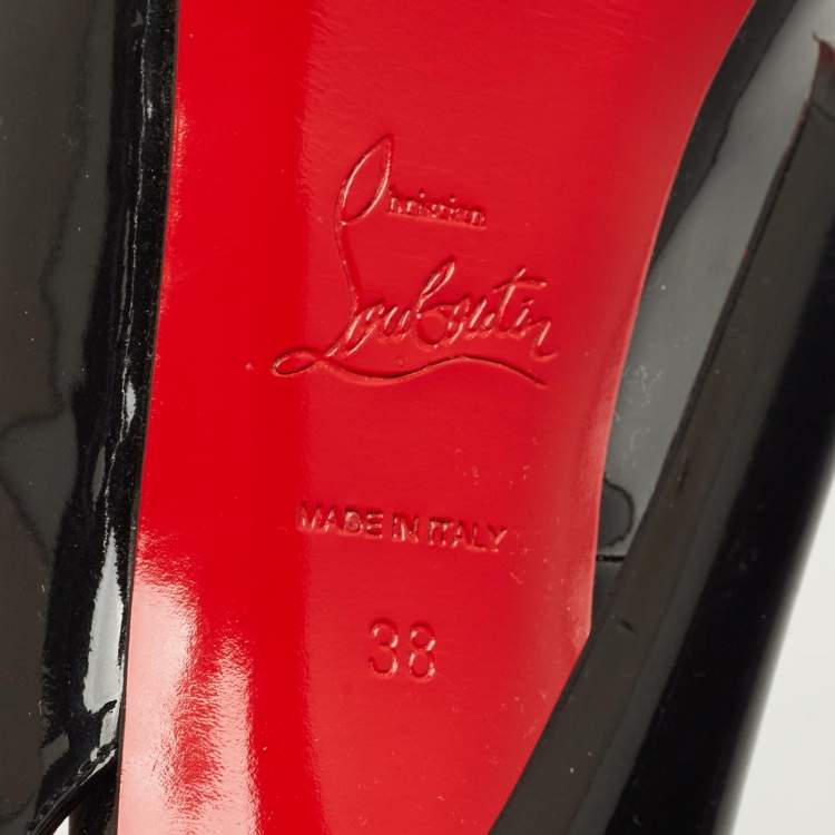 Pre Owned Christian Louboutin Black Patent Leather Private Number Slingback Pumps Size 38