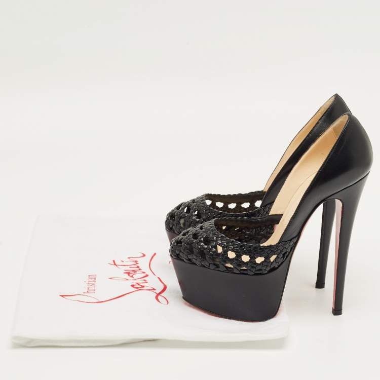 Pre Owned Christian Louboutin Black Leather Votre Altesse Pumps Size 35