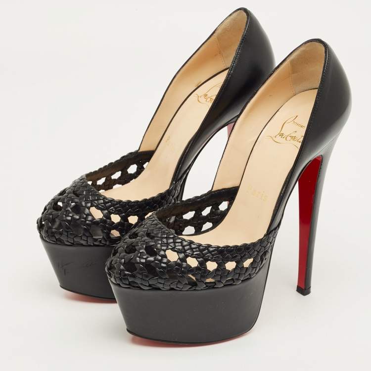 Pre Owned Christian Louboutin Black Leather Votre Altesse Pumps Size 35