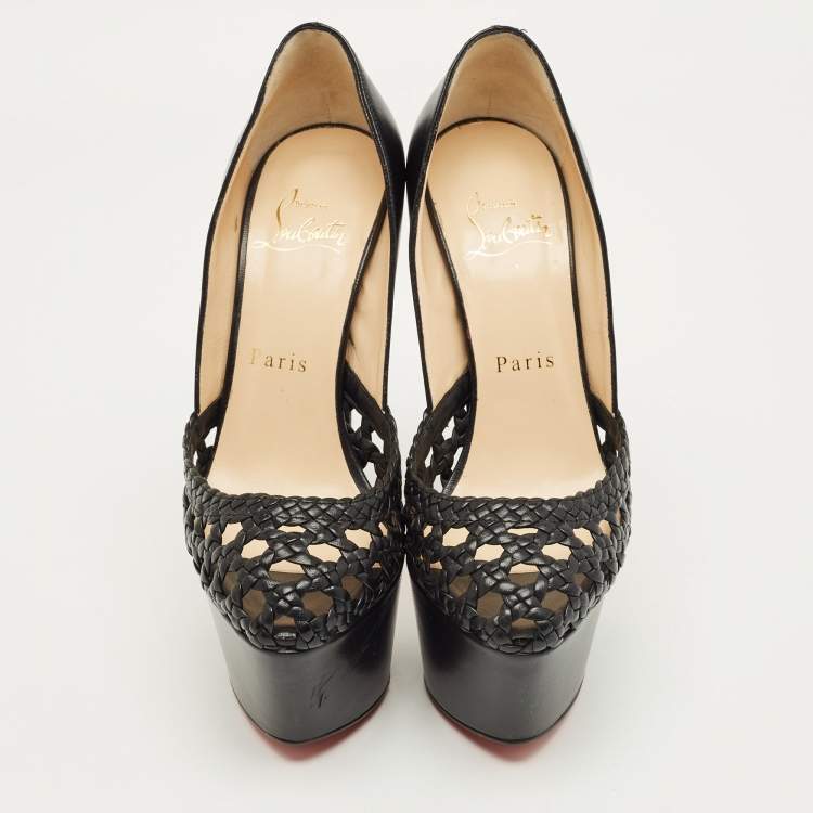 Pre Owned Christian Louboutin Black Leather Votre Altesse Pumps Size 35