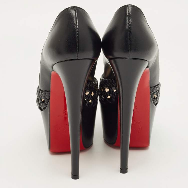 Pre Owned Christian Louboutin Black Leather Votre Altesse Pumps Size 35