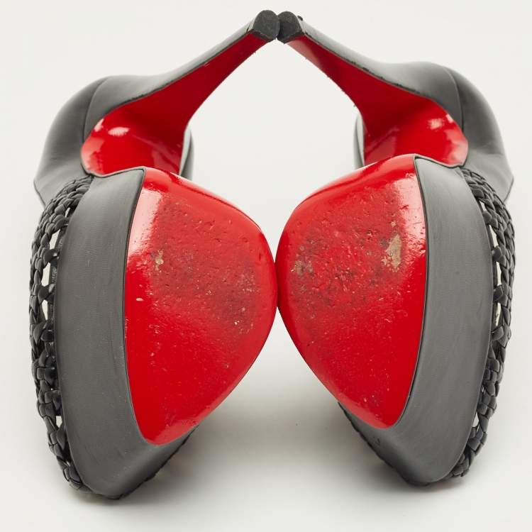 Pre Owned Christian Louboutin Black Leather Votre Altesse Pumps Size 35