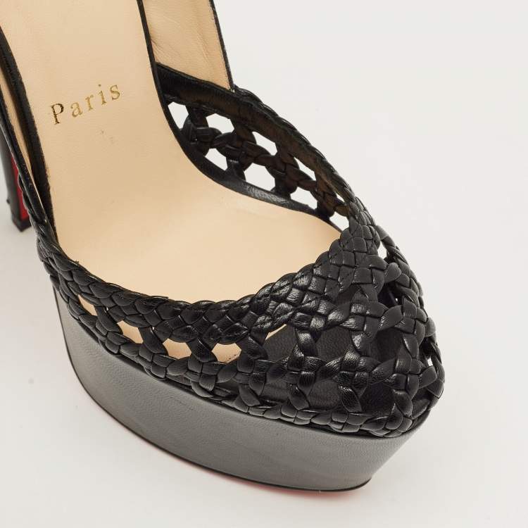 Pre Owned Christian Louboutin Black Leather Votre Altesse Pumps Size 35