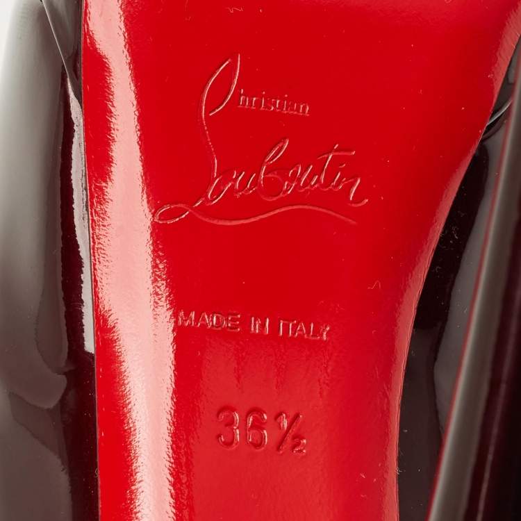 Pre Owned Christian Louboutin Burgundy Patent Leather Palais Royal Platform Pumps Size 36.5