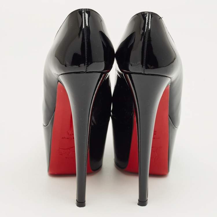 Pre Owned Christian Louboutin Black Patent Leather Vendome Platform Pumps Size 35.5