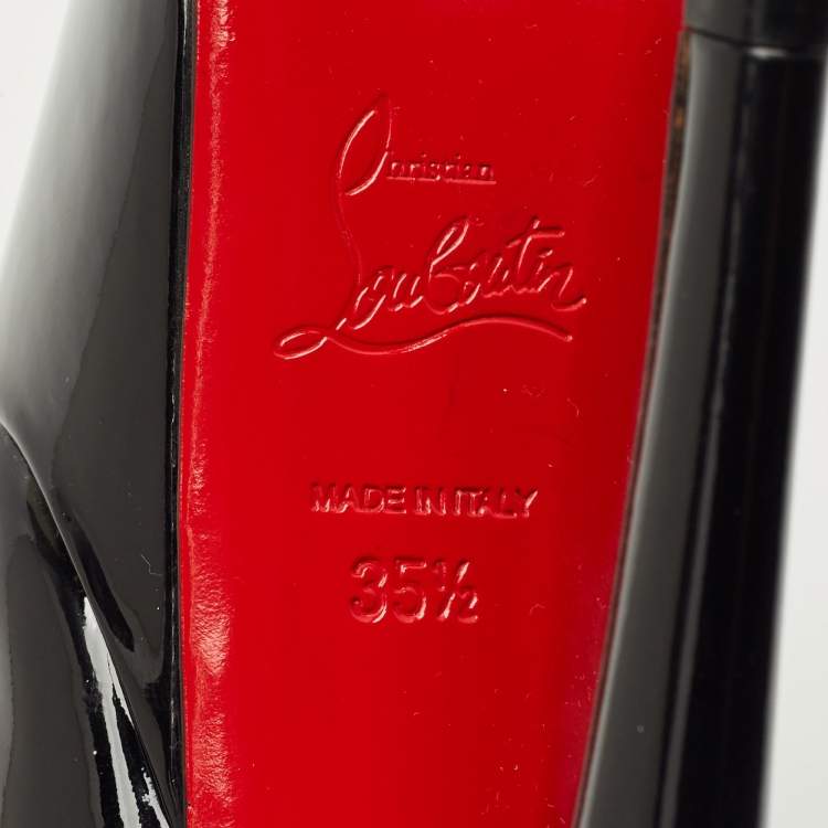 Pre Owned Christian Louboutin Black Patent Leather Vendome Platform Pumps Size 35.5