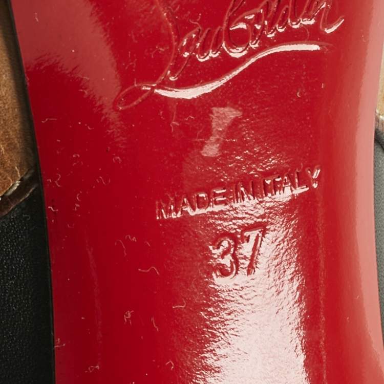 Pre Owned Christian Louboutin Black Calf Hair and Leather Peep Toe Pumps Size 37