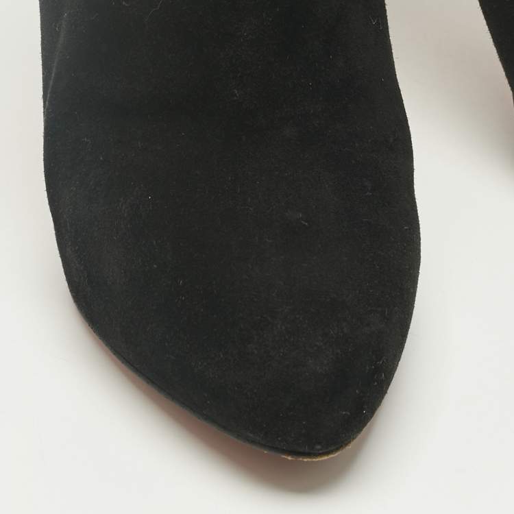 Pre Owned Christian Louboutin Black Suede Belle Ankle Boots Size 36.5