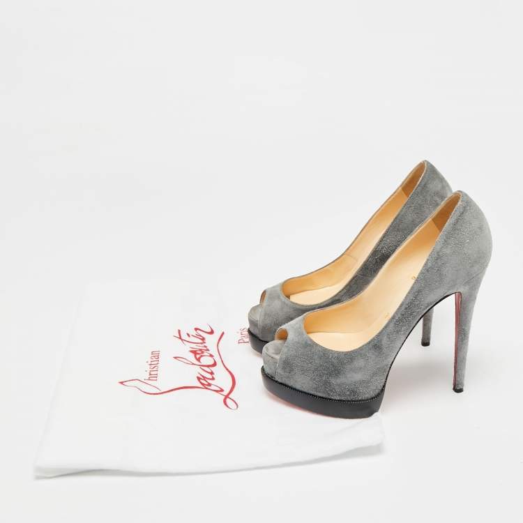 Pre Owned Christian Louboutin Grey Suede Palais Royal Trepointe Pumps Size 36