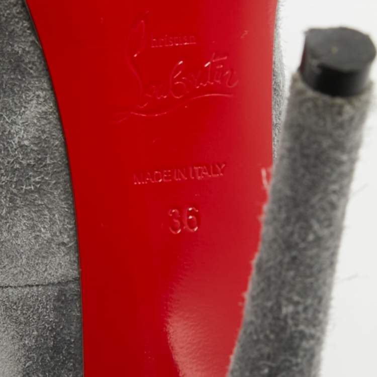 Pre Owned Christian Louboutin Grey Suede Palais Royal Trepointe Pumps Size 36