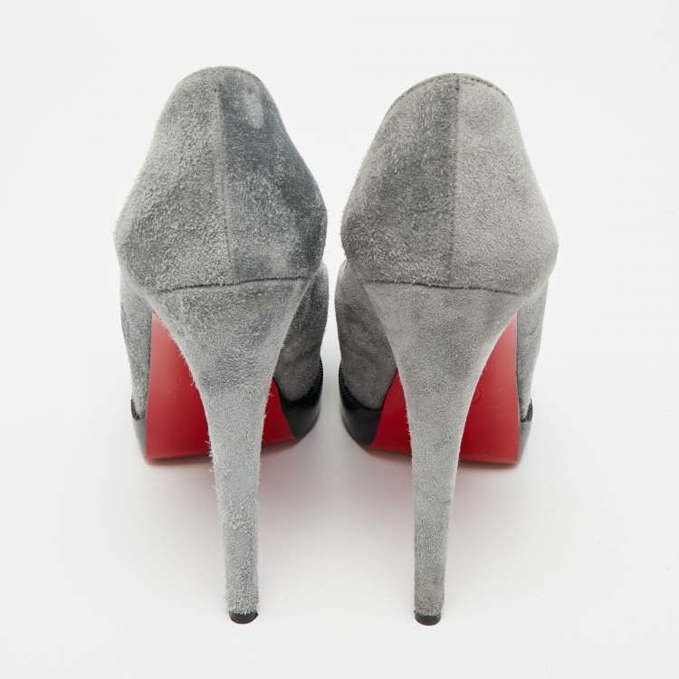 Pre Owned Christian Louboutin Grey Suede Palais Royal Trepointe Pumps Size 36