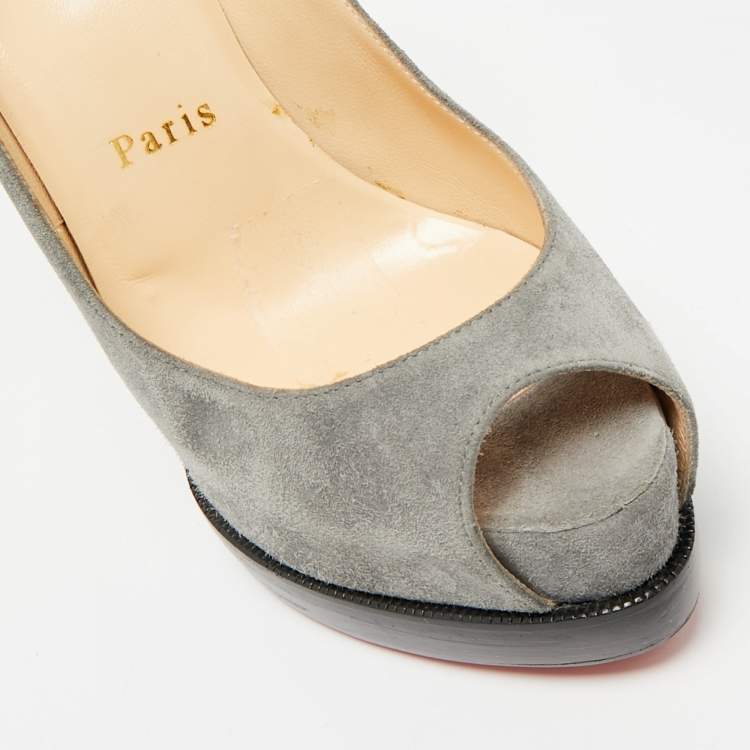 Pre Owned Christian Louboutin Grey Suede Palais Royal Trepointe Pumps Size 36