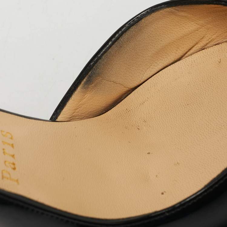Pre Owned Christian Louboutin Black Patent Leather Iriza D'orsay Pumps Size 37
