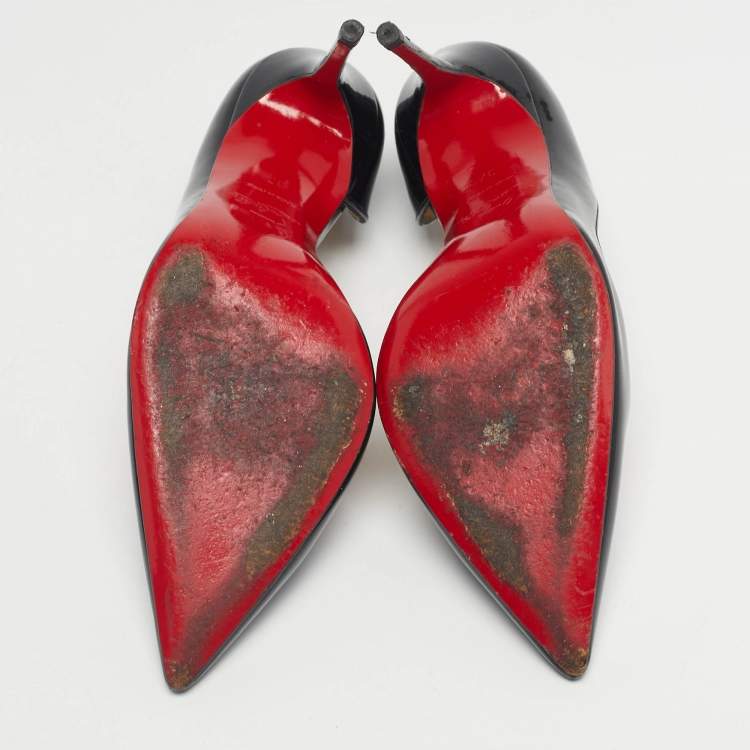 Pre Owned Christian Louboutin Black Patent Leather Iriza D'orsay Pumps Size 37