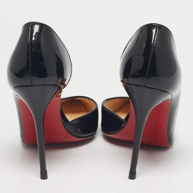Pre Owned Christian Louboutin Black Patent Leather Iriza D'orsay Pumps Size 37
