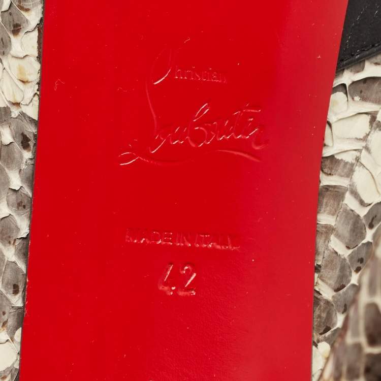 Pre Owned Christian Louboutin Black/Grey Snakeskin Leather Maggie Platform Pumps Size 42