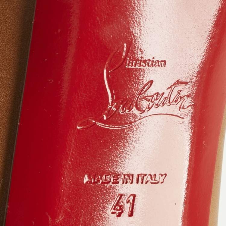 مملوكة مسبقًا Christian Louboutin Brown Leather and Python Asteroid Spike Platform Pumps Size 41