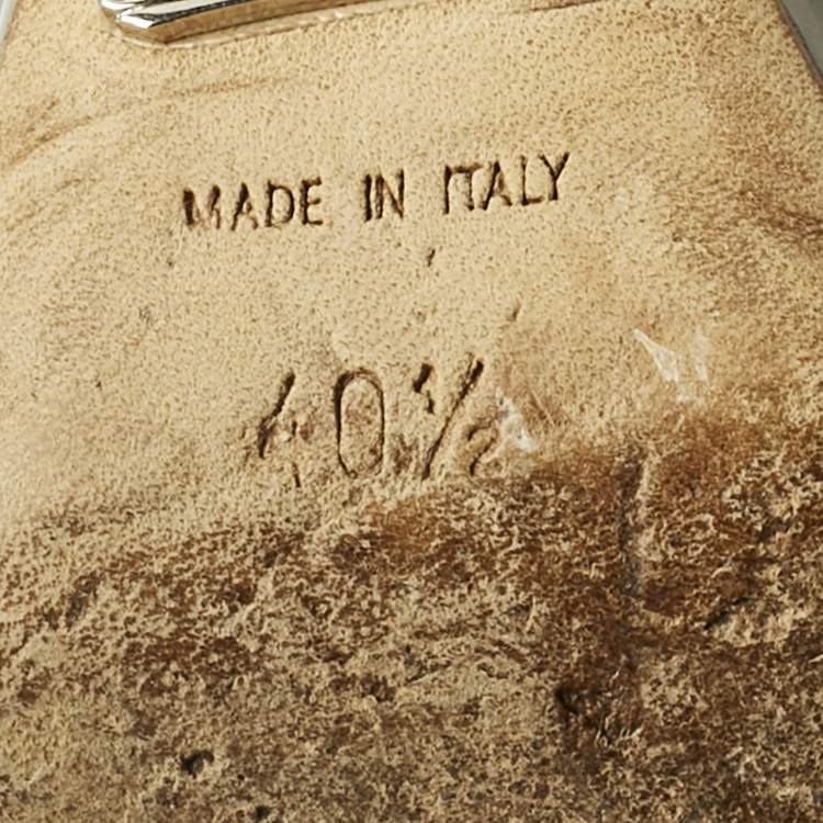 Pre Owned Christian Louboutin Grey Leather Slingback Wedge Pumps Size 40.5