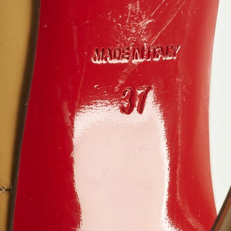 Pre Owned Christian Louboutin Beige Patent Leather So Kate Pumps Size 37
