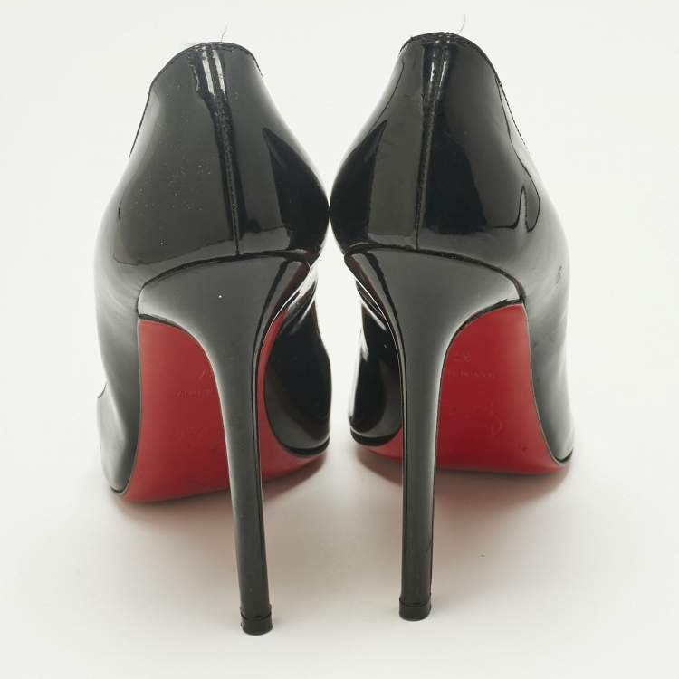 Pre Owned Christian Louboutin Black Patent Leather Simple Pumps Size 37