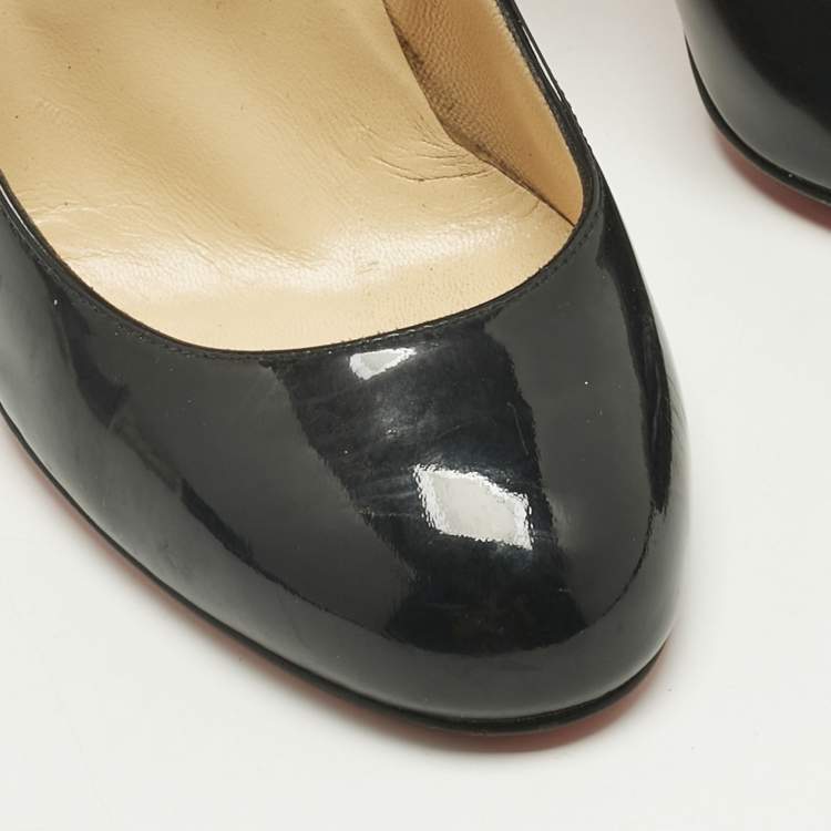 Pre Owned Christian Louboutin Black Patent Leather Simple Pumps Size 37