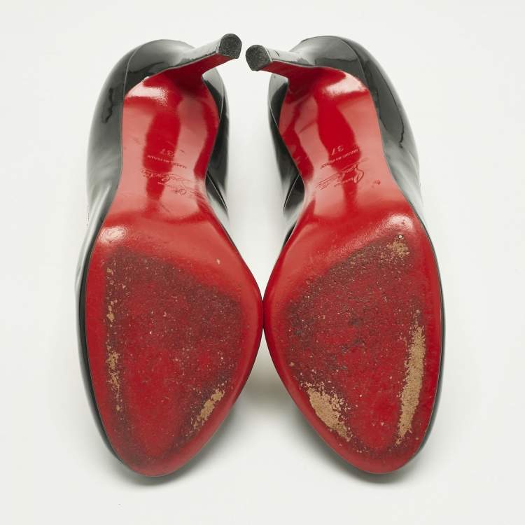 Pre Owned Christian Louboutin Black Patent Leather Simple Pumps Size 37