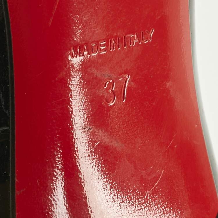 Pre Owned Christian Louboutin Black Patent Leather Simple Pumps Size 37