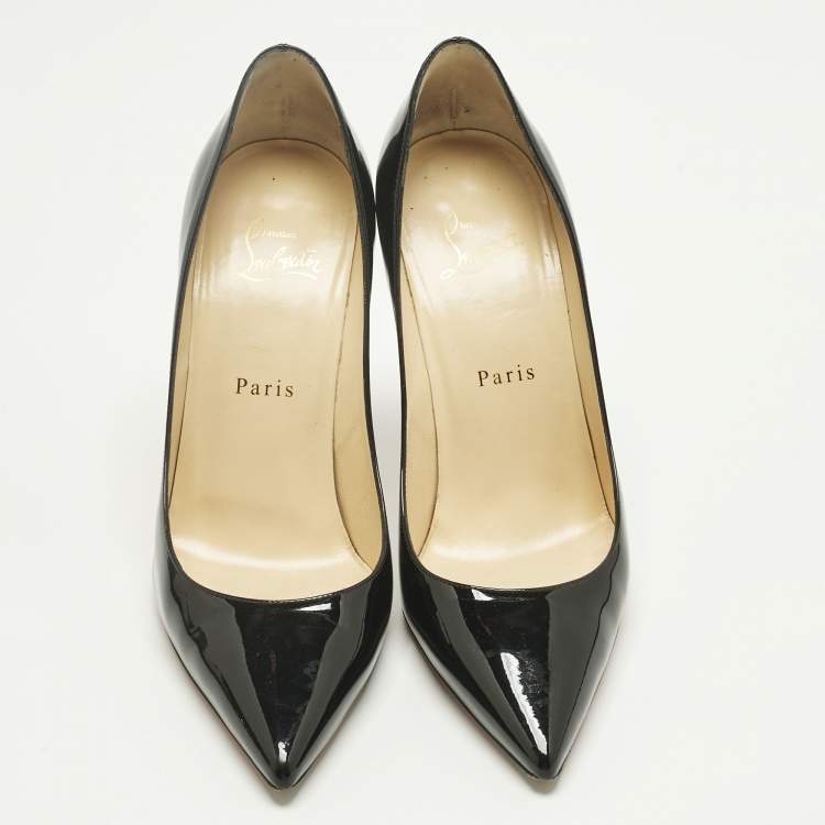 Pre Owned Christian Louboutin Black Patent Leather Decollete Pointed Toe Pumps Size 38.5