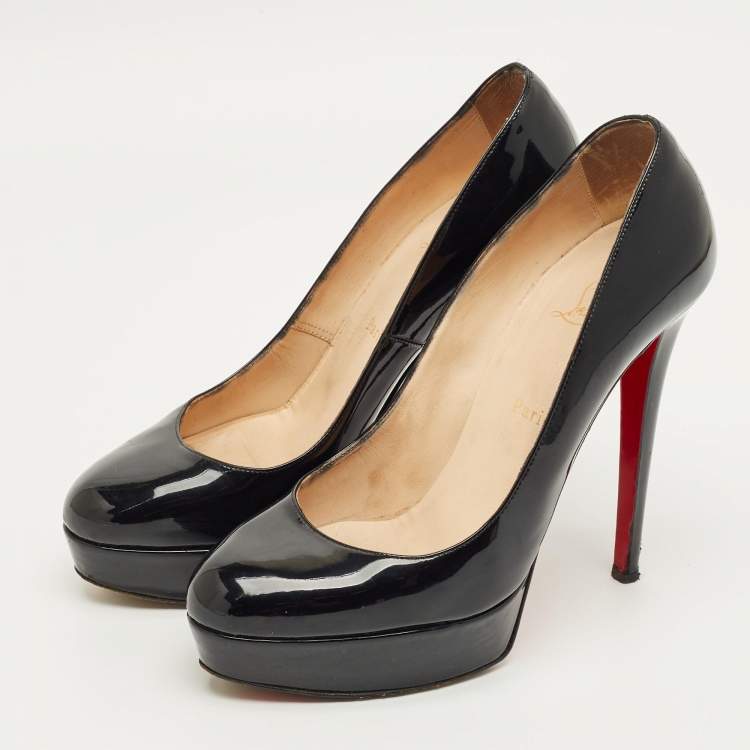 Pre Owned Christian Louboutin Black Patent Leather Bianca Platform Pumps Size 40