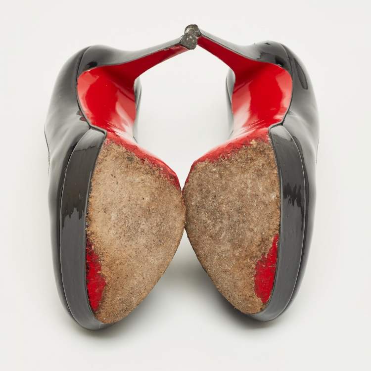 Pre Owned Christian Louboutin Black Patent Leather Bianca Platform Pumps Size 40