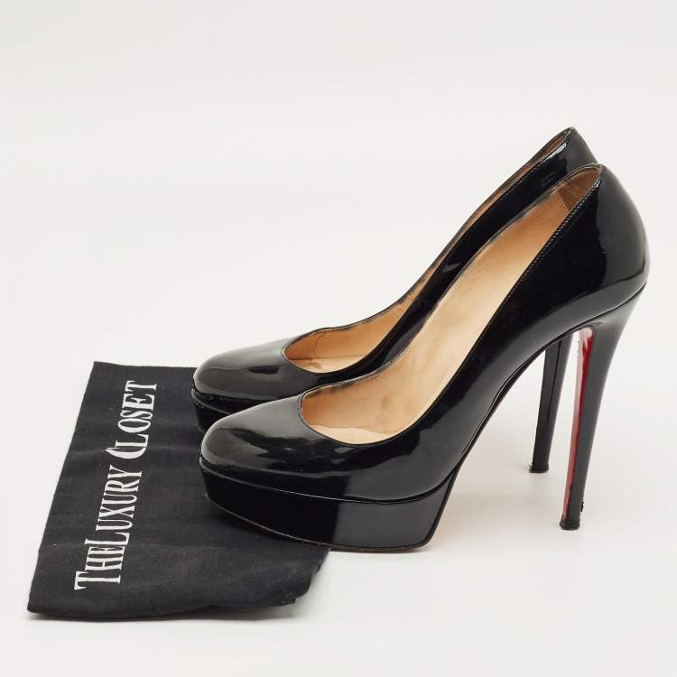 Pre Owned Christian Louboutin Black Patent Leather Bianca Platform Pumps Size 40