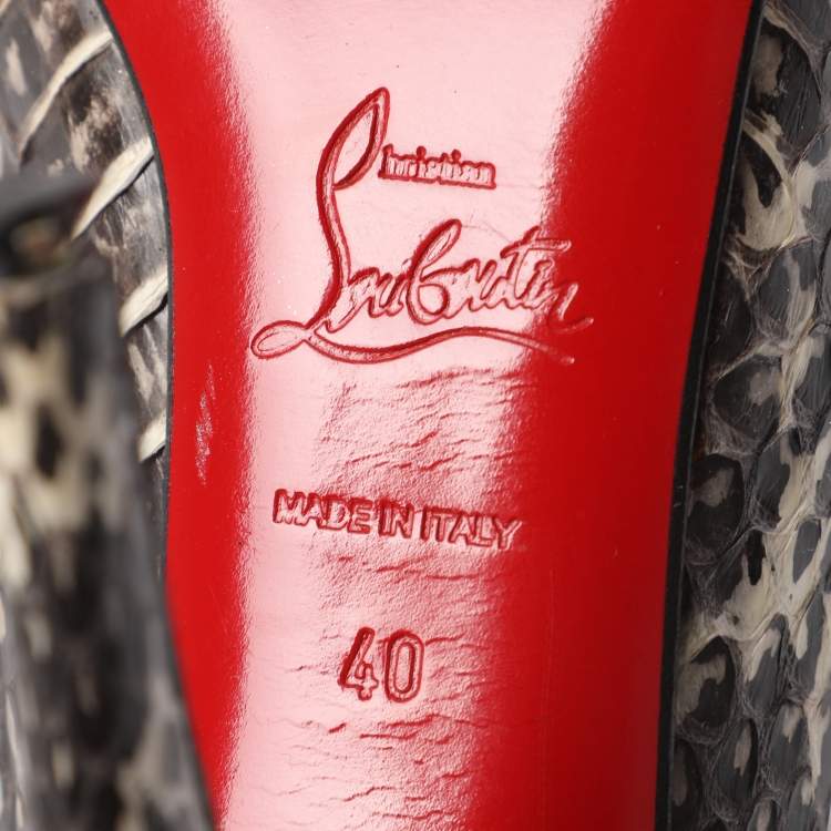 Pre Owned Christian Louboutin Grey/Gold Foil Leather and Python Leather Col Zippe Booties Size 40