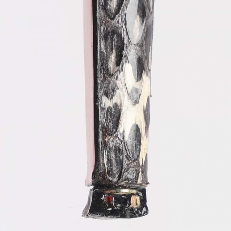 Pre Owned Christian Louboutin Grey/Gold Foil Leather and Python Leather Col Zippe Booties Size 40