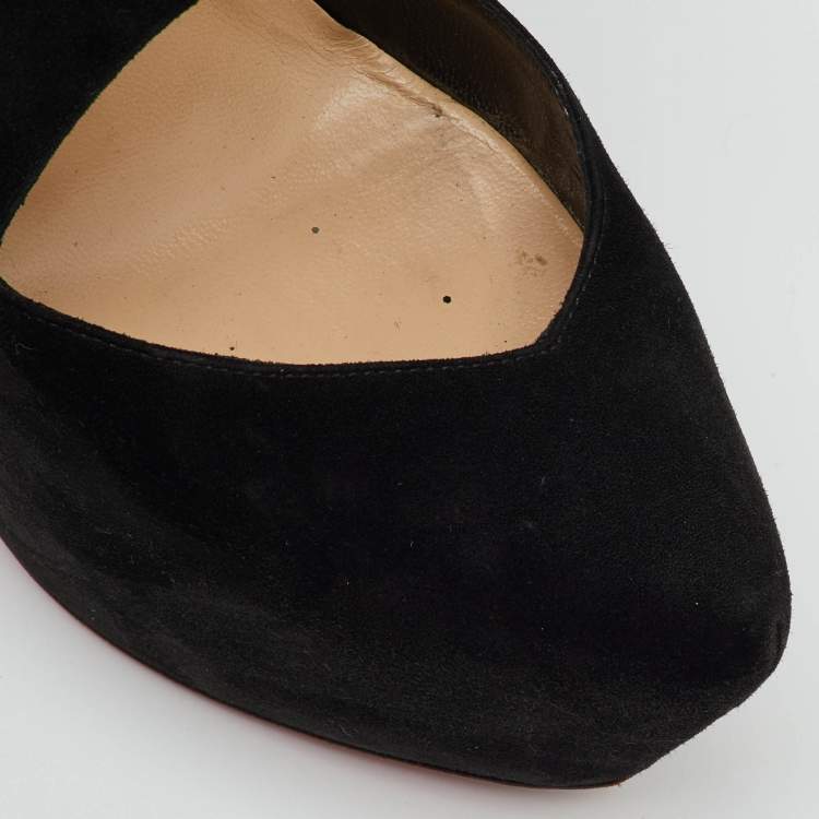 Pre Owned Christian Louboutin Black Suede Donue Platform Pumps Size 37