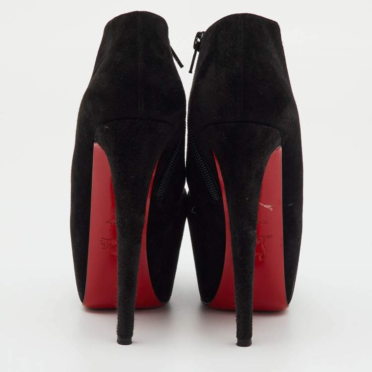 Pre Owned Christian Louboutin Black Suede Donue Platform Pumps Size 37