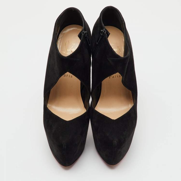 Pre Owned Christian Louboutin Black Suede Donue Platform Pumps Size 37