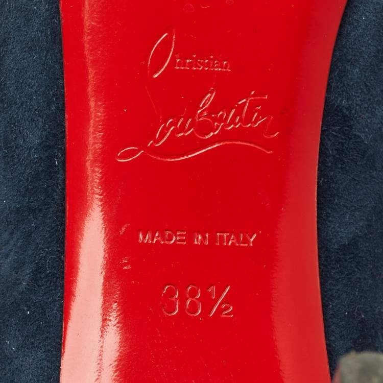 Pre Owned Christian Louboutin Navy Blue Suede Kate Pumps Size 38.5